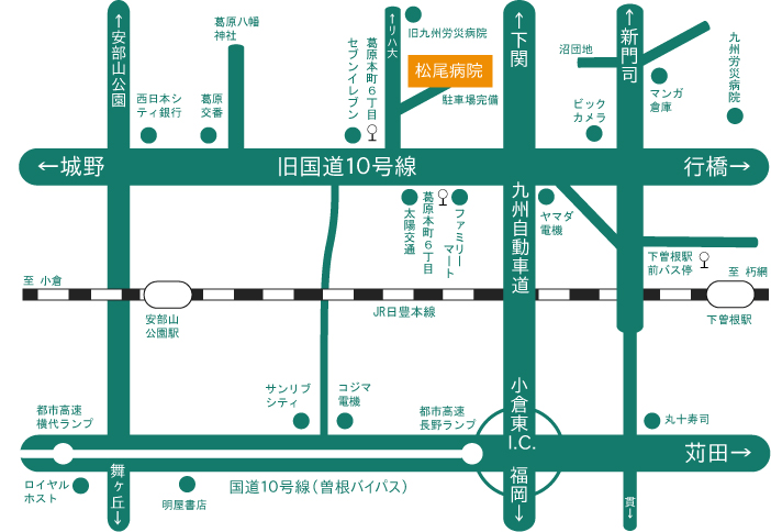 福岡県北九州市小倉南区　労災病院・松尾病院付近の地図